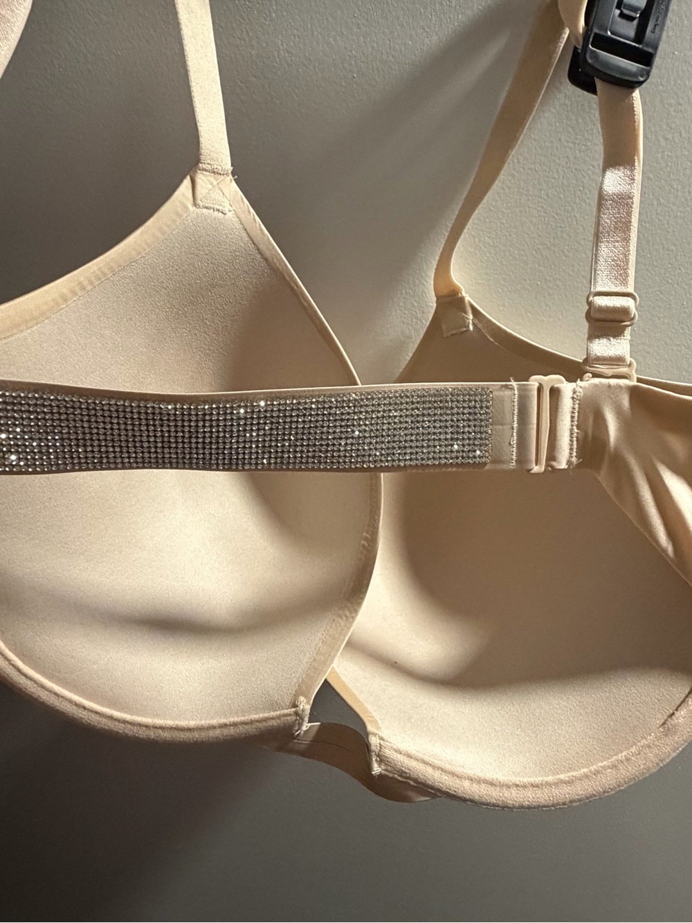 Victoria's Secret Nude Beige Padded Bra with Rhinestone Back Strap